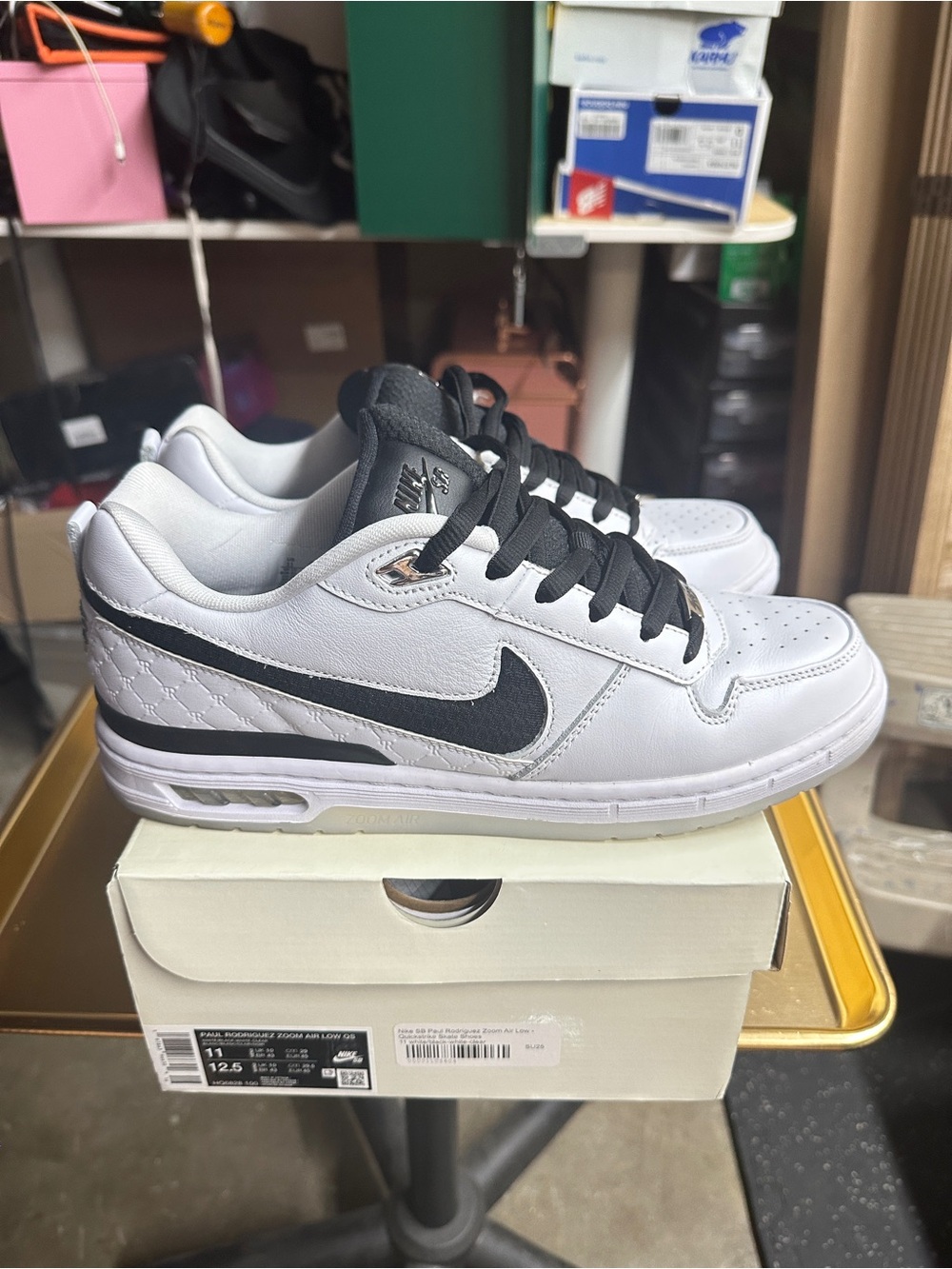 Nike SB Paul Rodriguez Zoom Air Low QS White/Black Leather HQ6828-100 Men’s 11